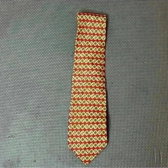 Valentino Silk Tie Red Brown Geometric 60” Handmade In Italy Necktie Work Casual - Picture 2 of 6